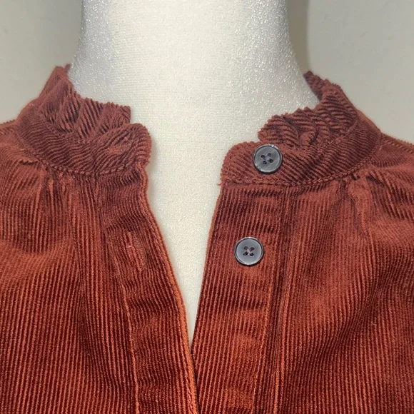 Boden Copper Burgundy Ellen Fine Corduroy Tiered Maxi Long Sleeve Shirt Dress - Picture 5 of 10